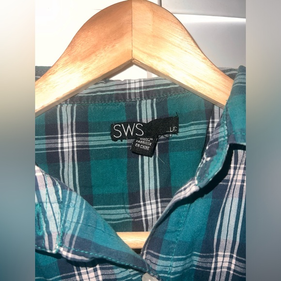 SWS Turquoise Plaid Long Sleeve Shirt - Picture 3 of 4
